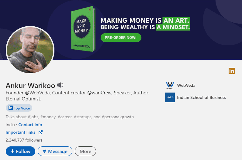Ankur Warikoo LinkedIn