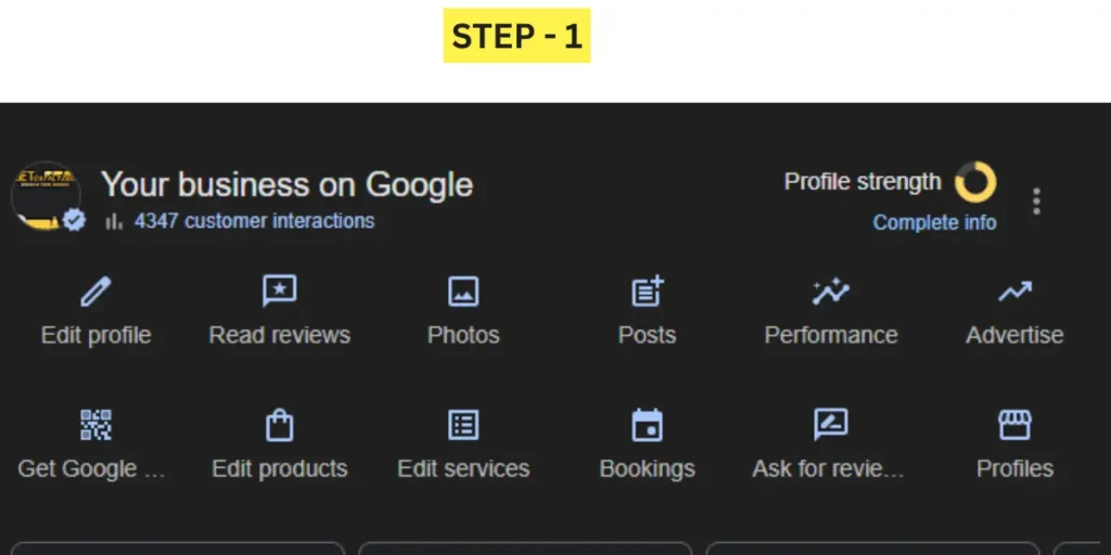 Google Business Profile dashboard